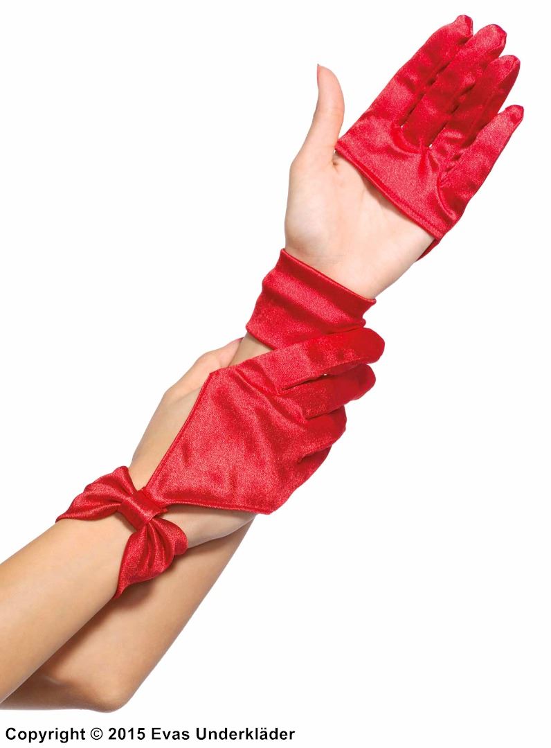 Handschuhe, Satin, Schleife